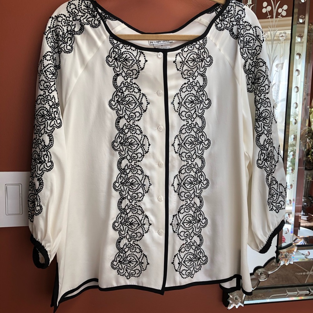 Linea by Louis Dell’Olio Scoop Neck Silk Top